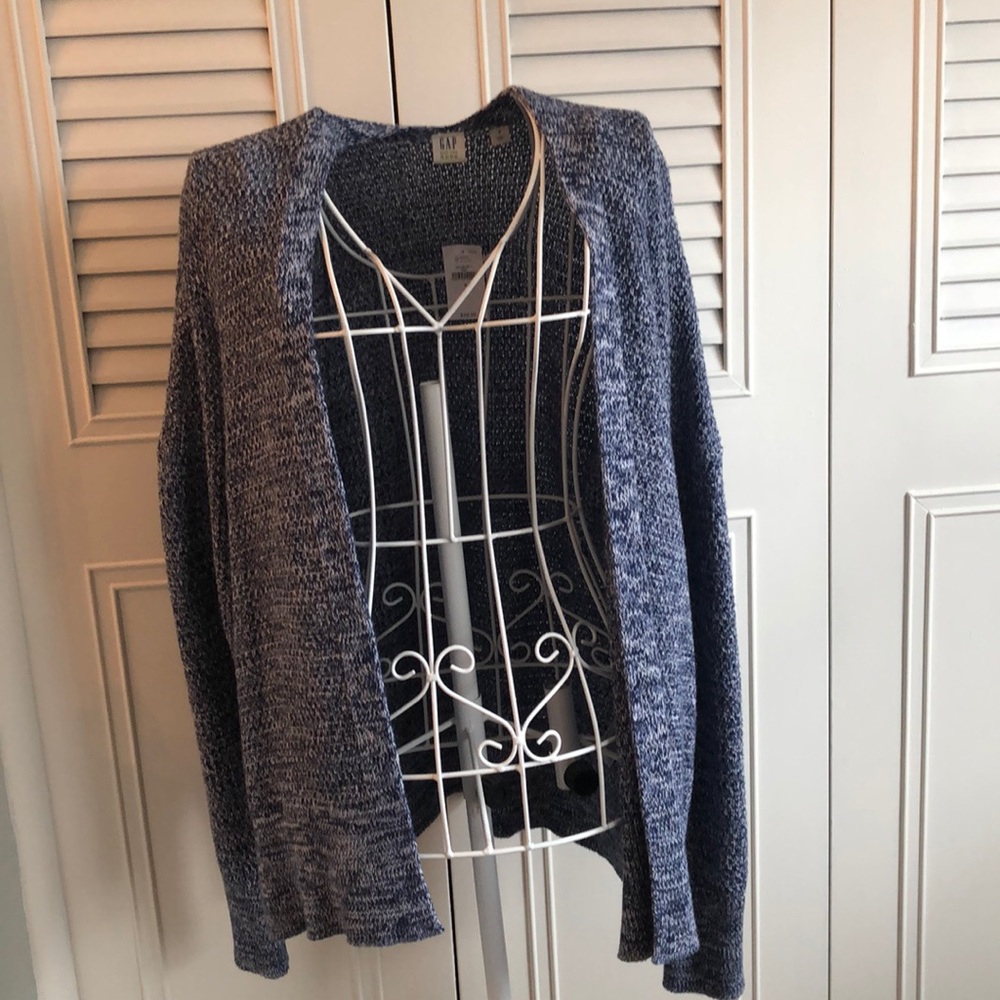 Brand new, blue and white cardigan